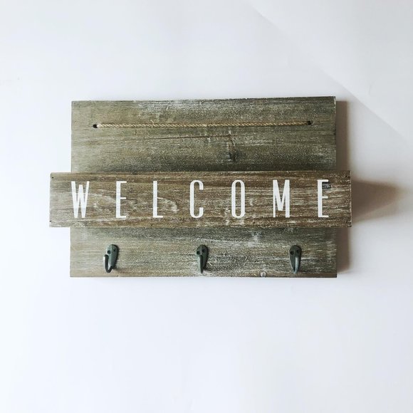 None Other - Entryway Key & Mail Holder – “Welcome”